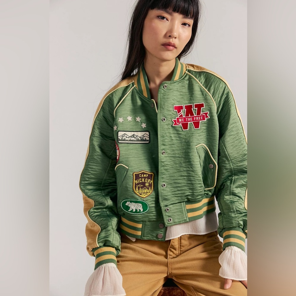 $298! FP We The Free Star Power Souvenir Jacket Vintage Green Combo CSmall NWOT - Picture 6 of 6